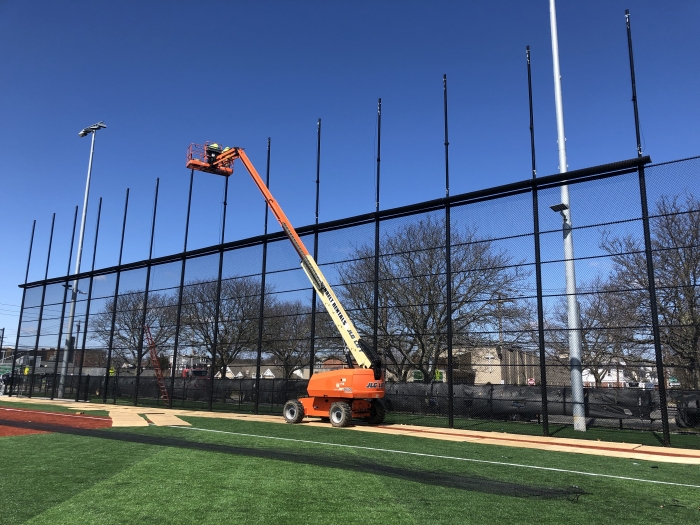 Baseball Field Fence with Netting on Top