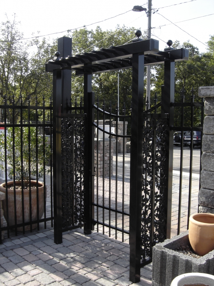 Ornamental Aluminum Pergola with Grape Leaf Inserts