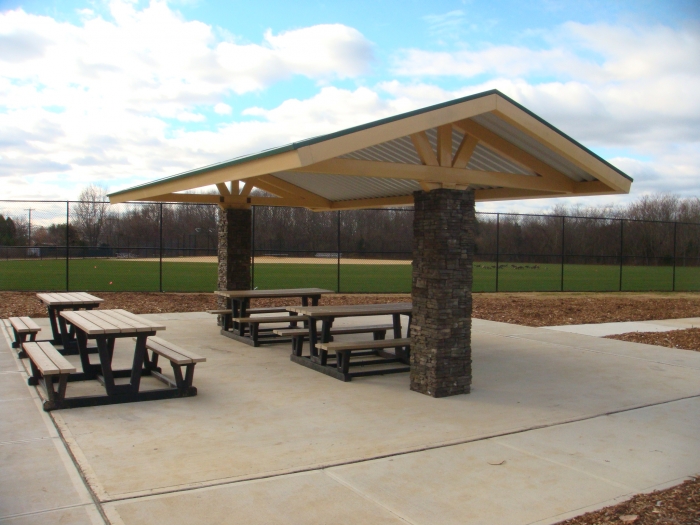 Covered Seating Area and Concrete Patio