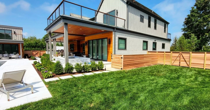 Custom Cedar Privacy Fence with Double Gates